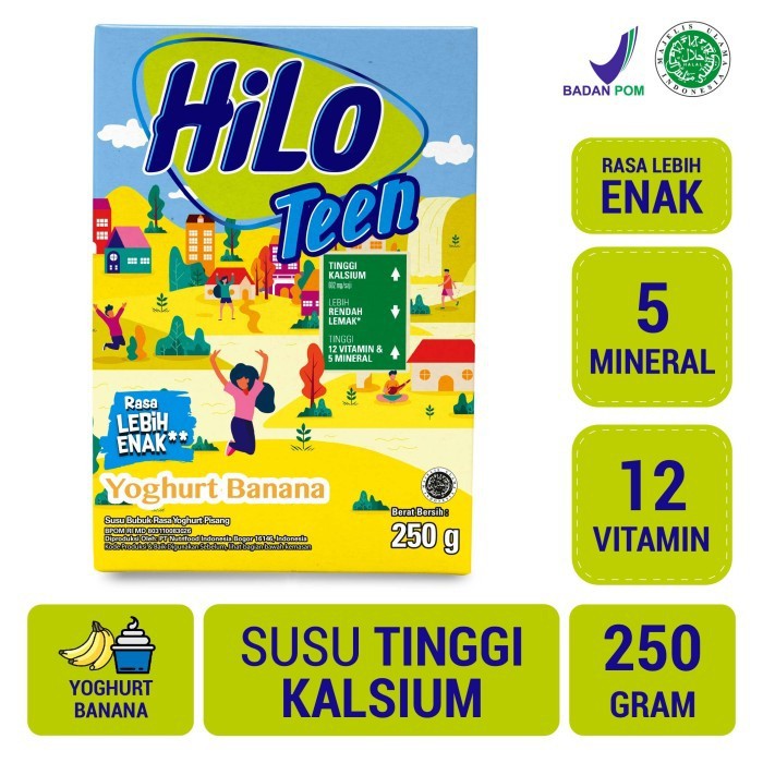 Hilo Teen Yoghurt Banana 250gr- Susu Tinggi Kalsium Rendah Lemak