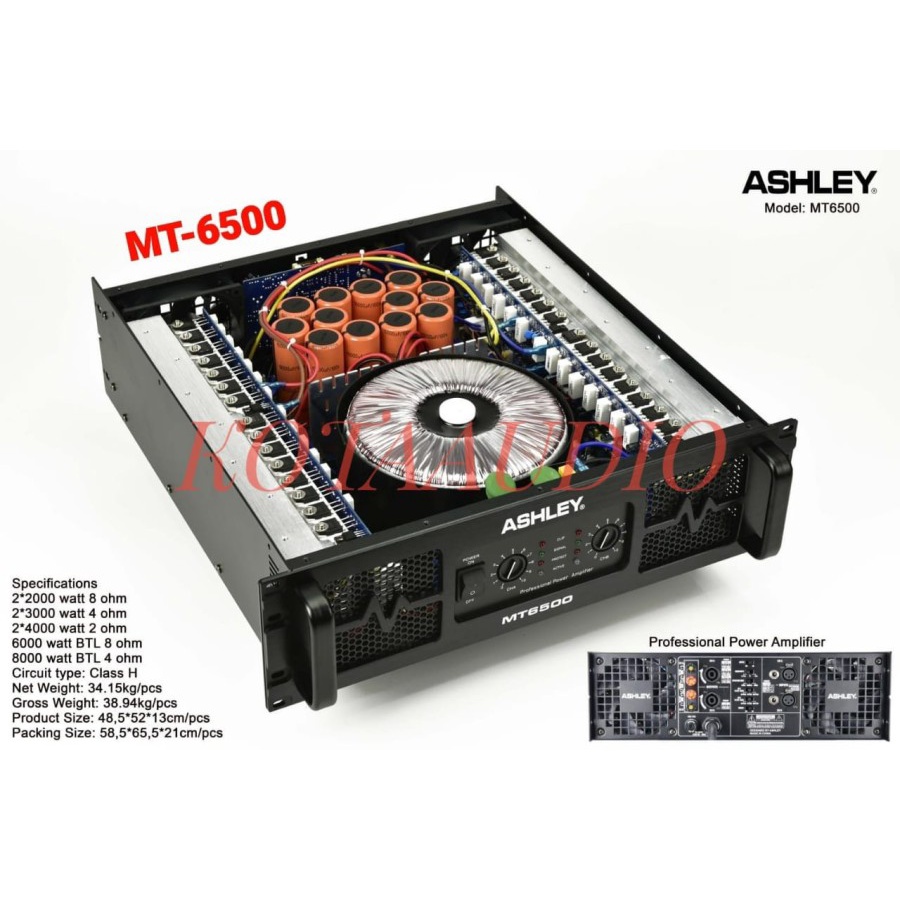 POWER AMPLIFIER ASHLEY MT6500 PROFESIONAL ASHLEY MT 6500 ORIGINAL