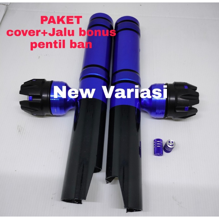 (PROMO PAKET) COVER TABUNG SHOCK DEPAN PLUS JALU AS BONUS TUTUP PENTIL BAN VARIASI YAMAHA NMAX NEW D
