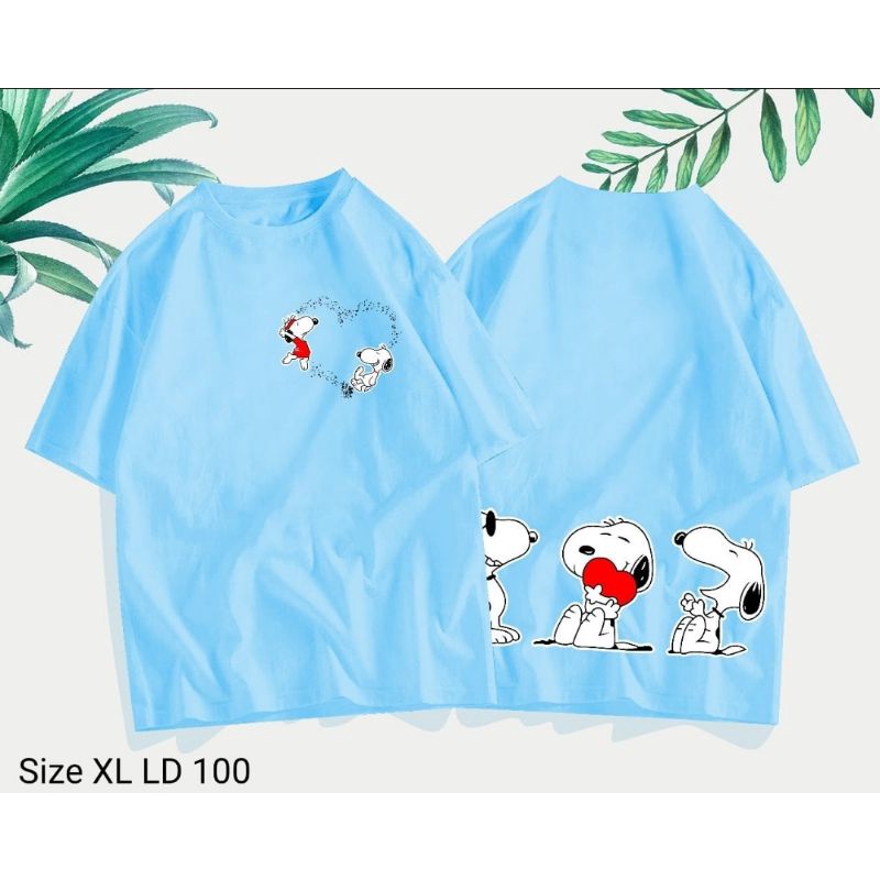 SNOPPY BIRU LOVE KAOS PRINTING All Size / XL X L / XXL  Jumbo Oversize Big Size Cotton Combet 30S Kaos Keren Berkualitas Distro Katun Motif Print Disney KAOSXL