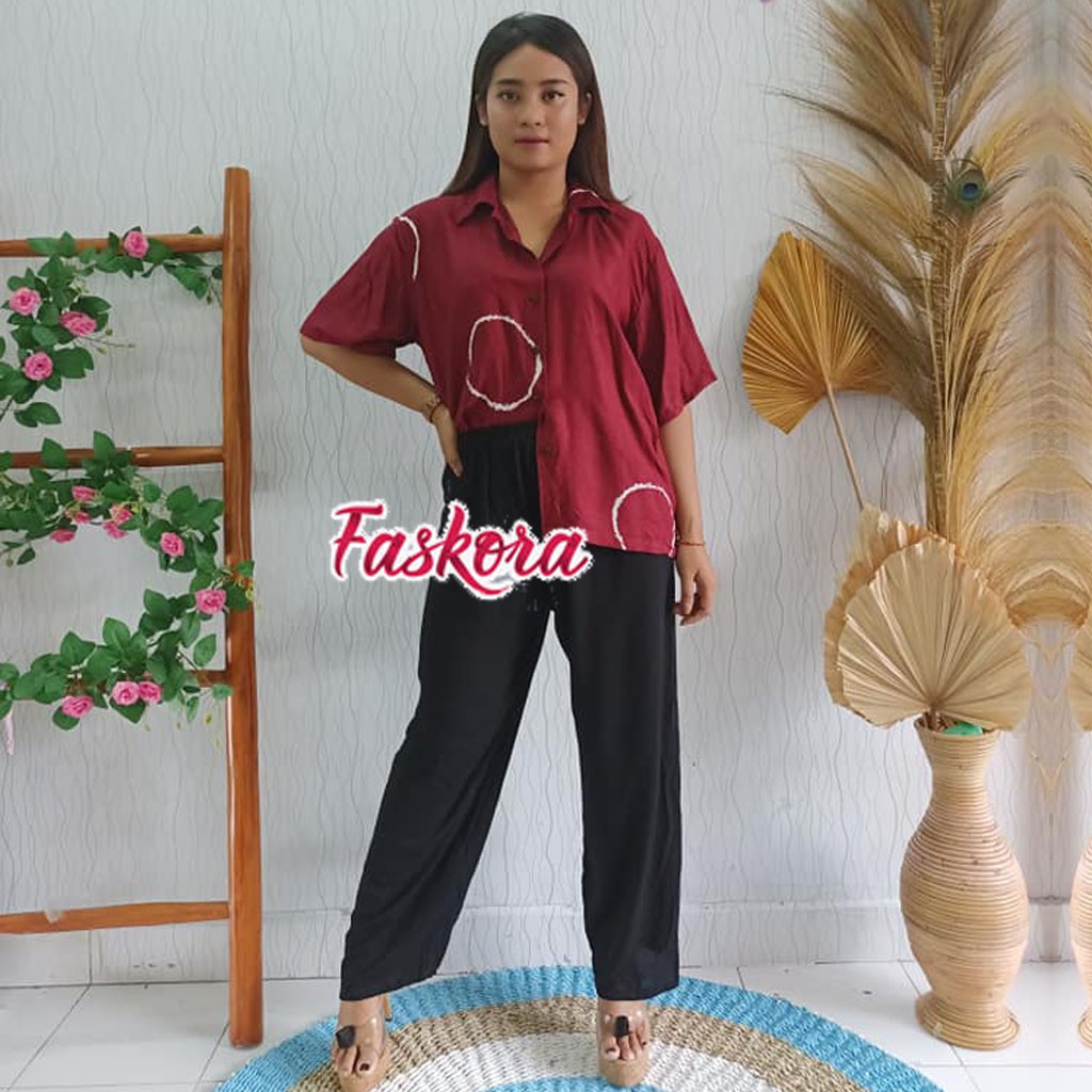 Kemeja Wanita Casual Jumbo Murah / Atasan Kemeja Wanita Terbaru Lengan Pendek / Kemeja Pendek Wanita