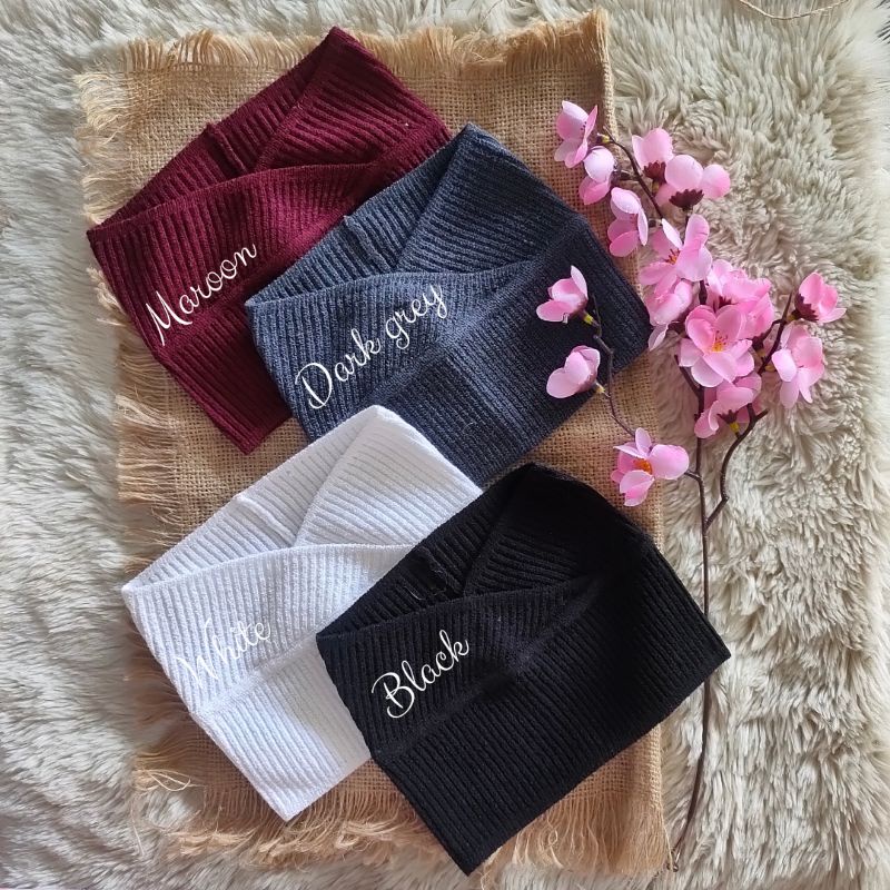 Dalaman Hijab Bandana Rajut Premium Model Silang / Inner Rajut Silang 2in1 / Ciput Kerudung Rajut Pr