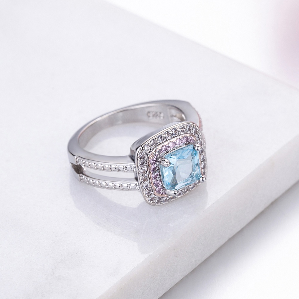 Hu Hu Hu Hu Hu Alat Bantu Pasang Kacamata♡ Cincin Pernikahanpertunangan Desain Persegi Hias Kristal Berlian Imitasi Mewah Berkilau Untuk Wanita