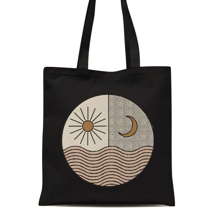 Moonlight - Tas Totebag Aesthetic Motif Kanvas Tebal [BISA COD]