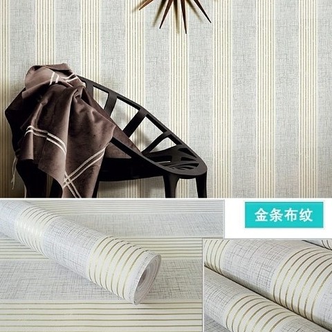 Wallpaper Sticker Dinding Garis Emas Abu-abu 45cm x 10m