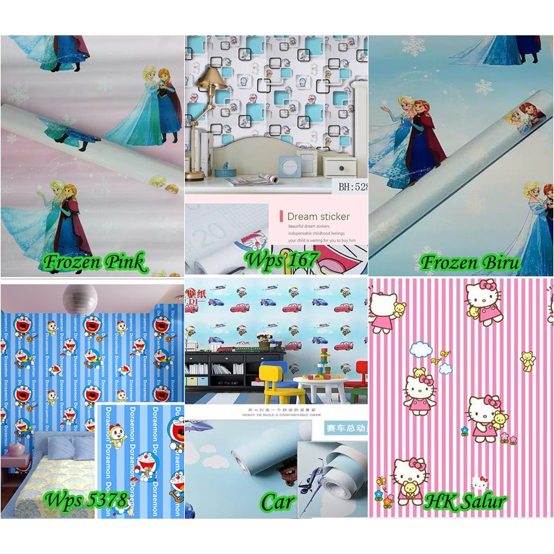 Wallpaper dinding kamar murah 45 cm x 10 meter kartun