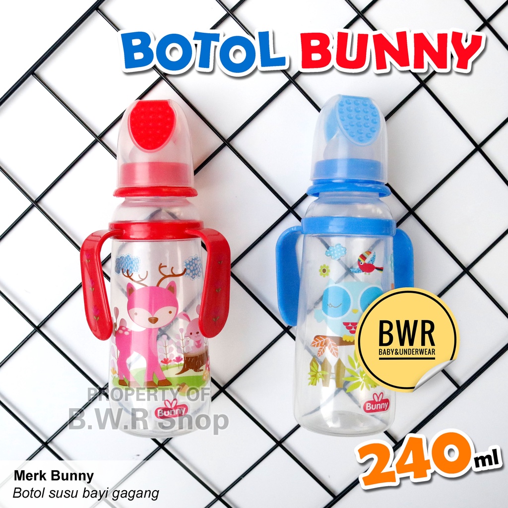 Botol Gagang Bunny 250ml BESAR / Botol Susu Bayi BPA Free DB 4801 | Bwr IX