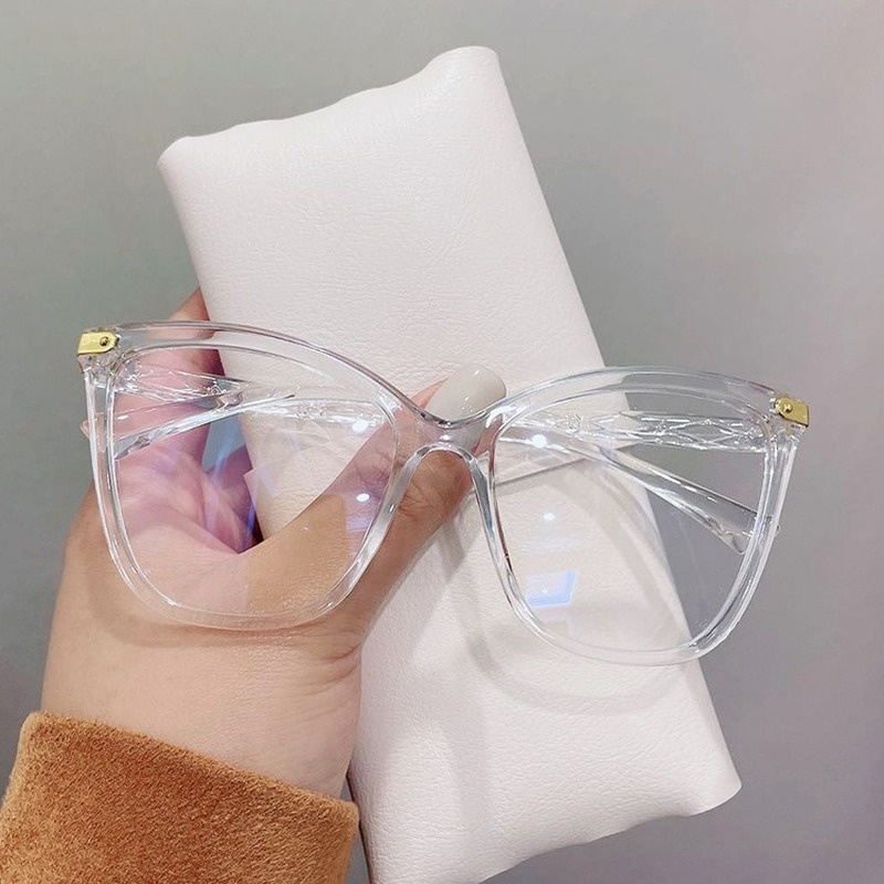 Kacamata Cat Eye Oversized Anti Blue Light Gaya Retro Untuk Wanita