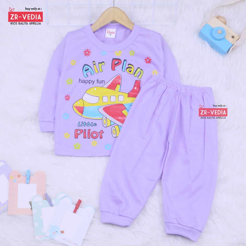 Piyama Kaos Kartun uk 1 Tahun / Baju Tidur Bahan Kaos Anak Laki Perempuan Murah Gambar Kartun Adem