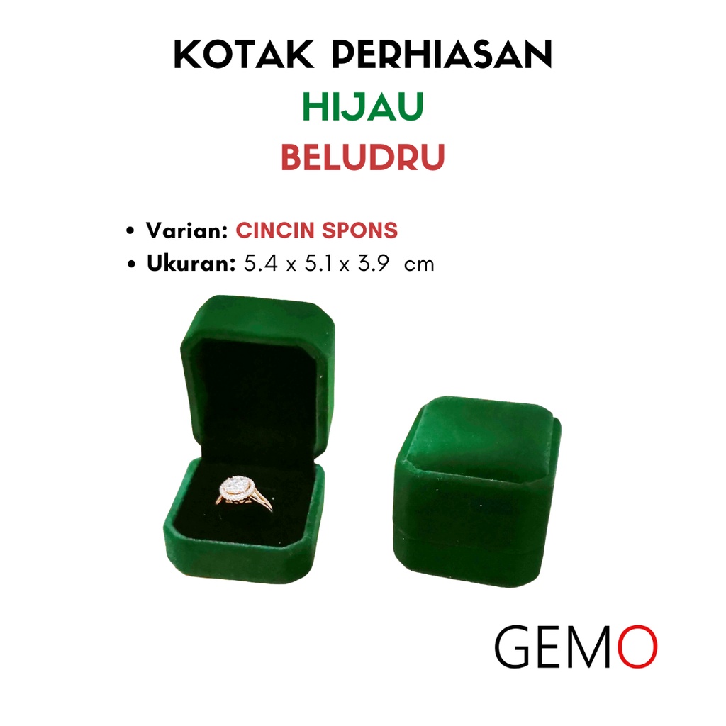 Kotak Perhiasan Warna Hijau Beludru Set / Cincin / Liontin / Gelang / Kalung Koye / Jewelry Box Unik Lucu untuk Tempat Wadah Seserahan / Akad Pernikahan / Hantaran Tunangan Harga Paling Murah cocok untuk Aksesoris Emas Berlian/ Perak Permata