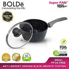 Panci Saus / Panci Susu BOLDe Super Pan Sauce Pan Granite 18 CM Tutup Kaca