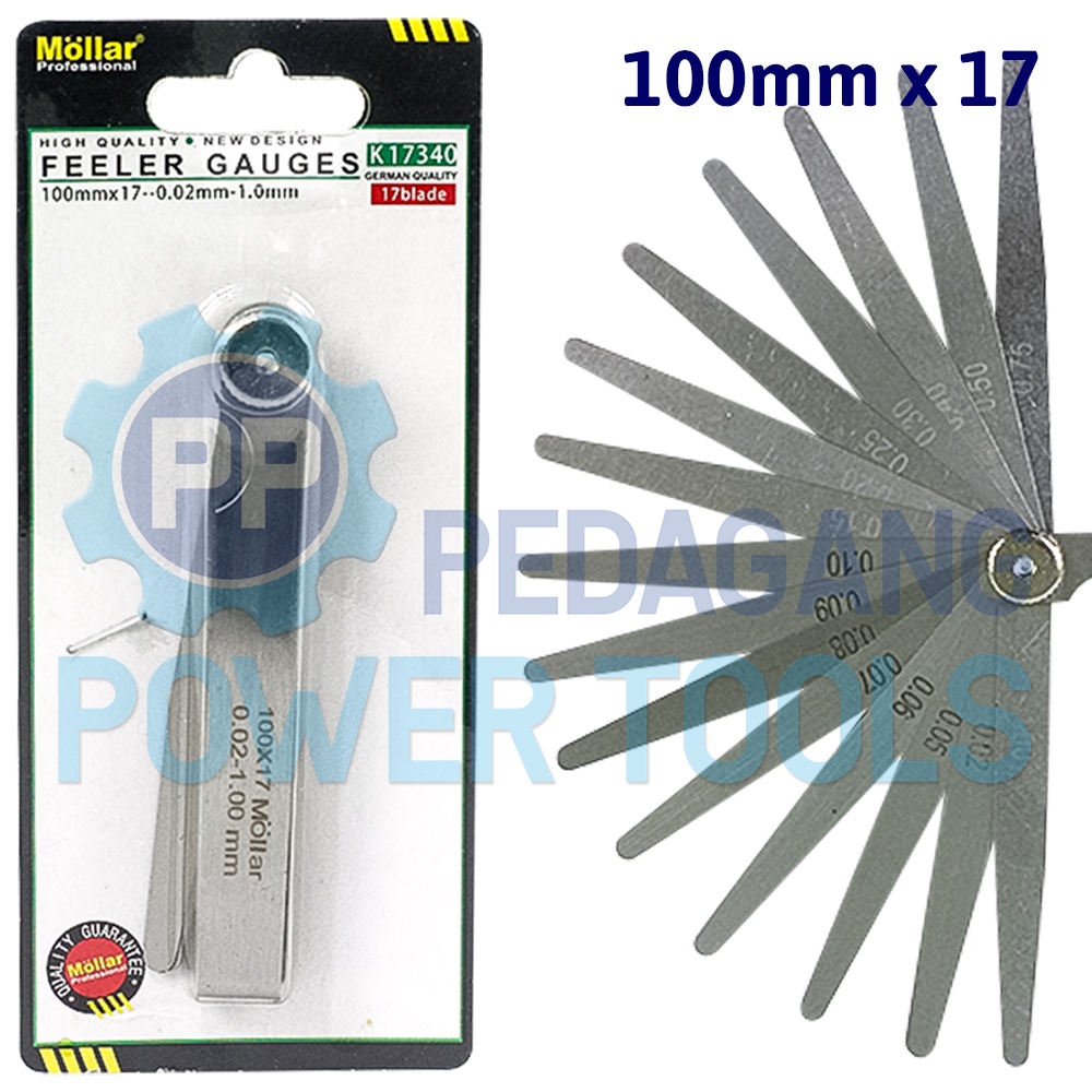 MOLLAR FEELER GAUGES 17 BLADES PISAU PENGUKUR KUNCI STEL KLEP MOTOR