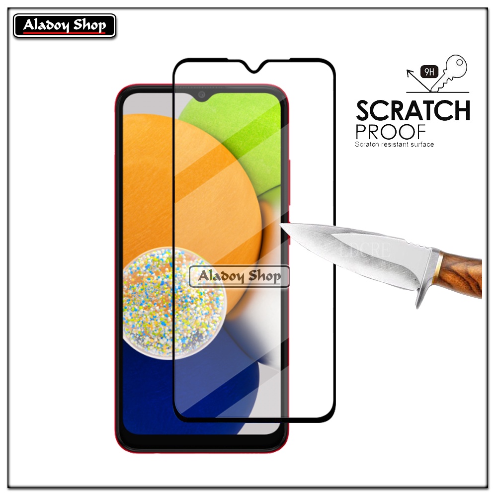 PAKET 3 IN 1 Tempered Glass Layar Samsung A03 Free Tempered Glass Camera dan Skin Carbon