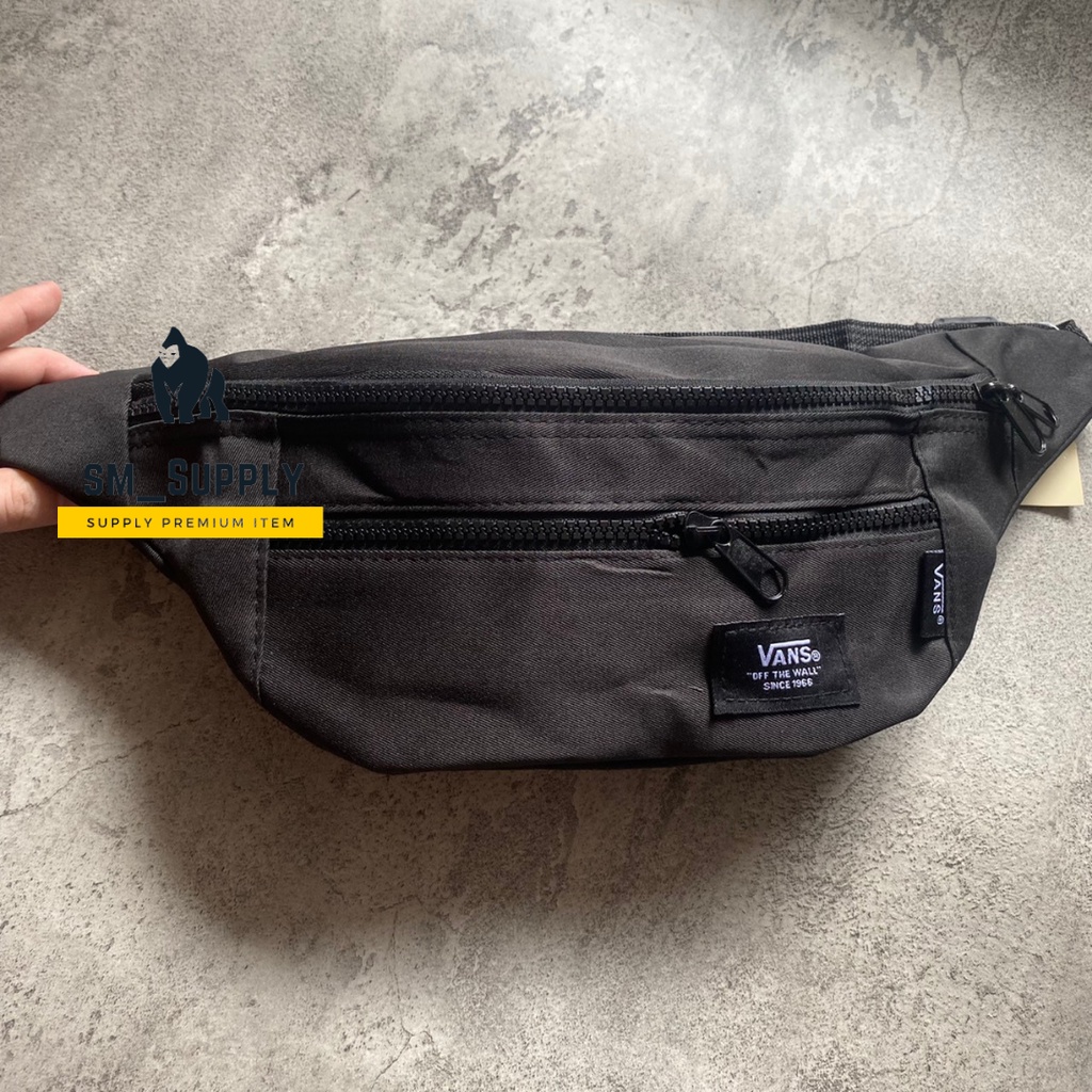 TAS PRIA WAISTBAG TAS SELEMPANG ALL BLACK VaN