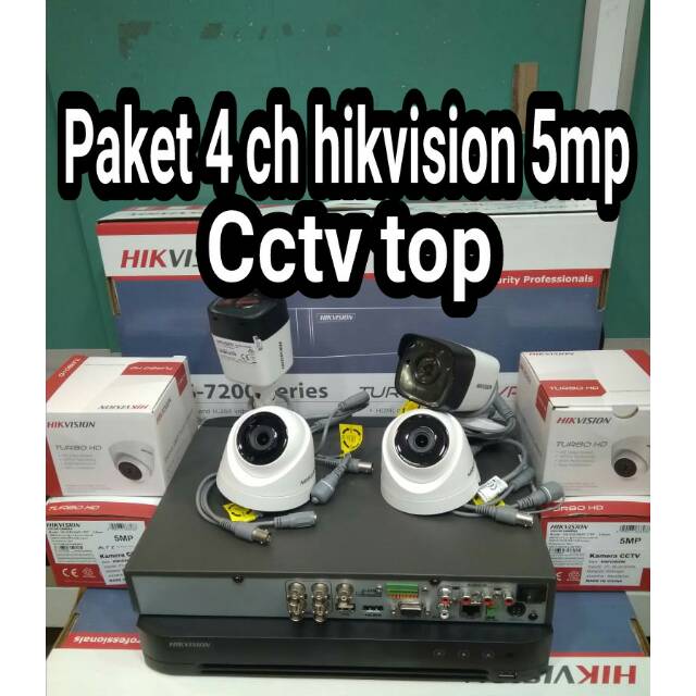 Paket cctv hikvision 4  ch 5mp/ 2560p 4k komplit tinggal pasang