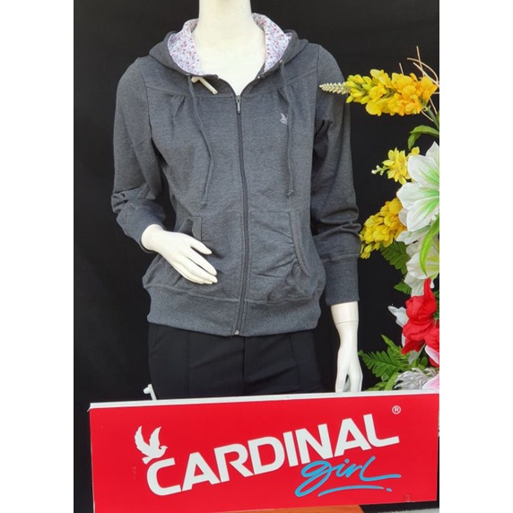 Jaket  Hoodie Sweater CARDINAL wanita 9 warna ORIGINAL 100%/modernjombang-Abu tua misty