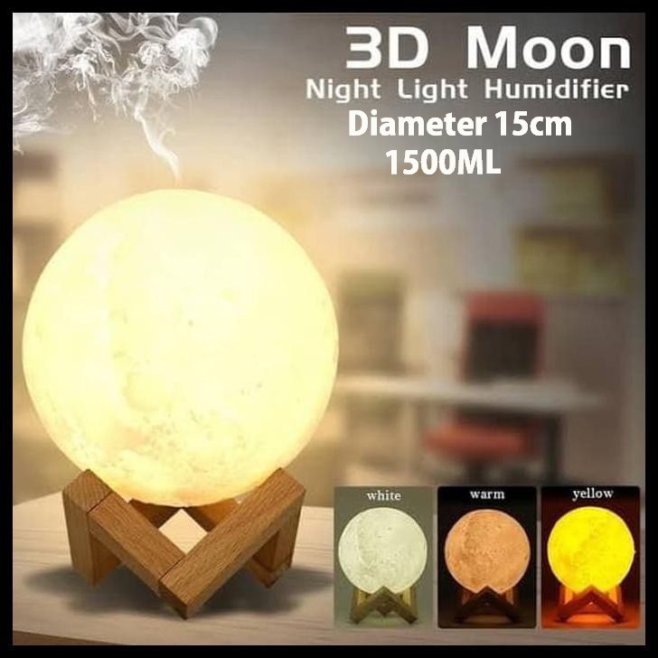 Humidifier Diffuser Bulan Aromaterapi Lampu Tidur 3D Moon Light Night-1