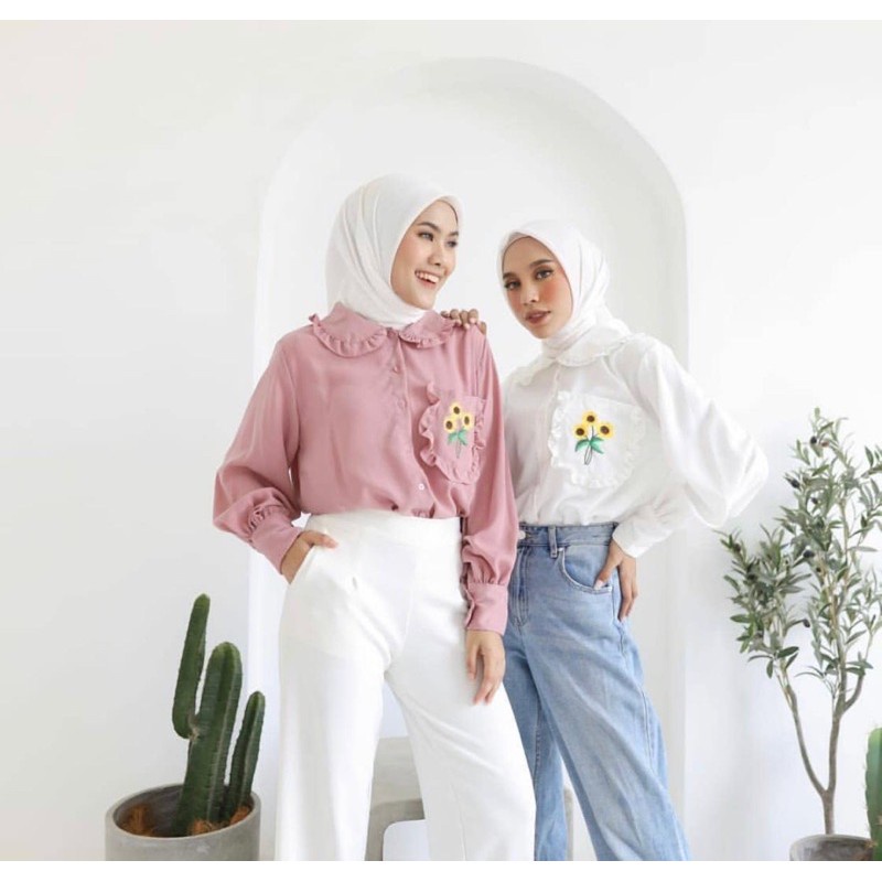 Baju Atasan Wanita TERMURAH Sunflower Shirt 2076