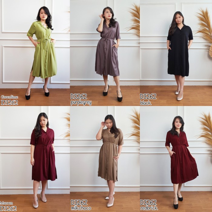 D3308 DRESS MIDI CASUAL WANITA POLOS BIG SIZE JUMBO BUSUI FRIENDLY(X5S6) maxi dress gamis MIDI DRESS