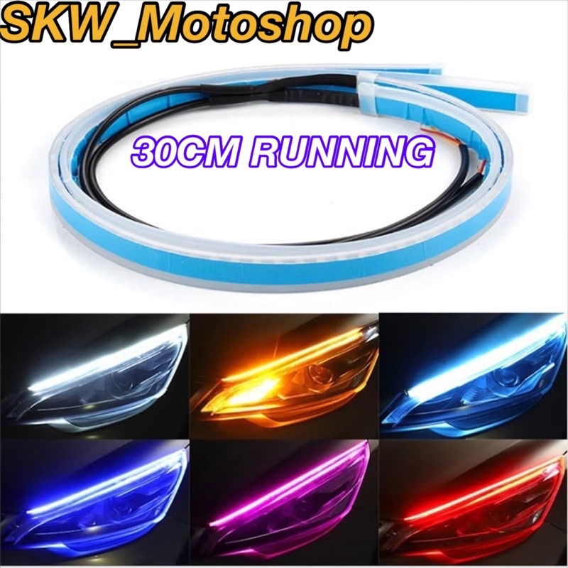 TERMURAH PROMO Lampu Alis LED slim alis DRL fleksibel waterproof 12v 30cm 2 mode running motor mobil Lampu LED