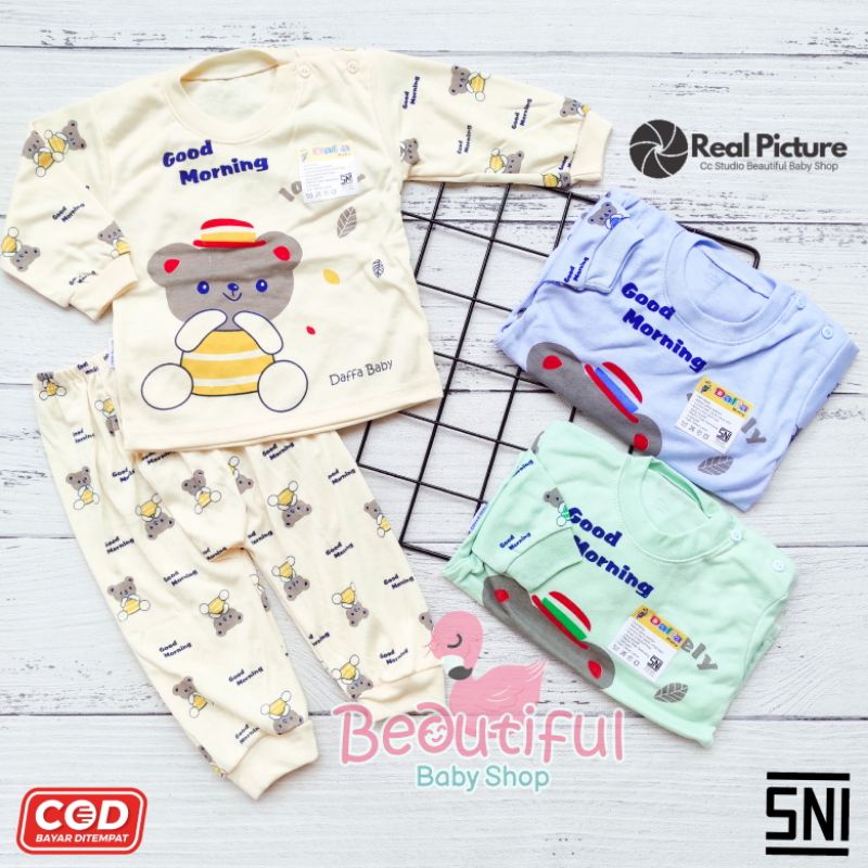 PREMIUM Setelan Baju Bayi Panjang SNI Motif Good Morning / Setelan Piyama Bayi / Baju Bayi Panjang Merk Daffa Baby / Baju Tidur Bayi / Baby.ou_