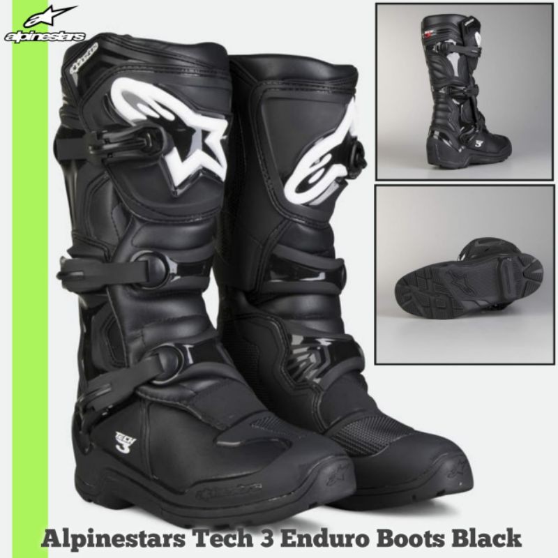 BOOTS ALPINESTARS TECH 3 ENDURO BLACK, SEPATU ALPINESTARS TECH 3 BLACK