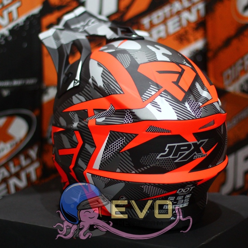 HELM JPX CROSS_FOX1 SERI X35 - FLUO RED DOFF + GOOGLE SNAIL (ONGKIR 2 KG) HELM JPX X35 RED DOFF ORIGINAL JPX CROSS X35 JPX HELM KLX JPX MOTIF X35 ORANGE HELM JPX TERBARU