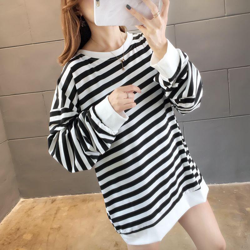  Sweater  Kaos  Slim Casual Wanita Round Neck Lengan Panjang 