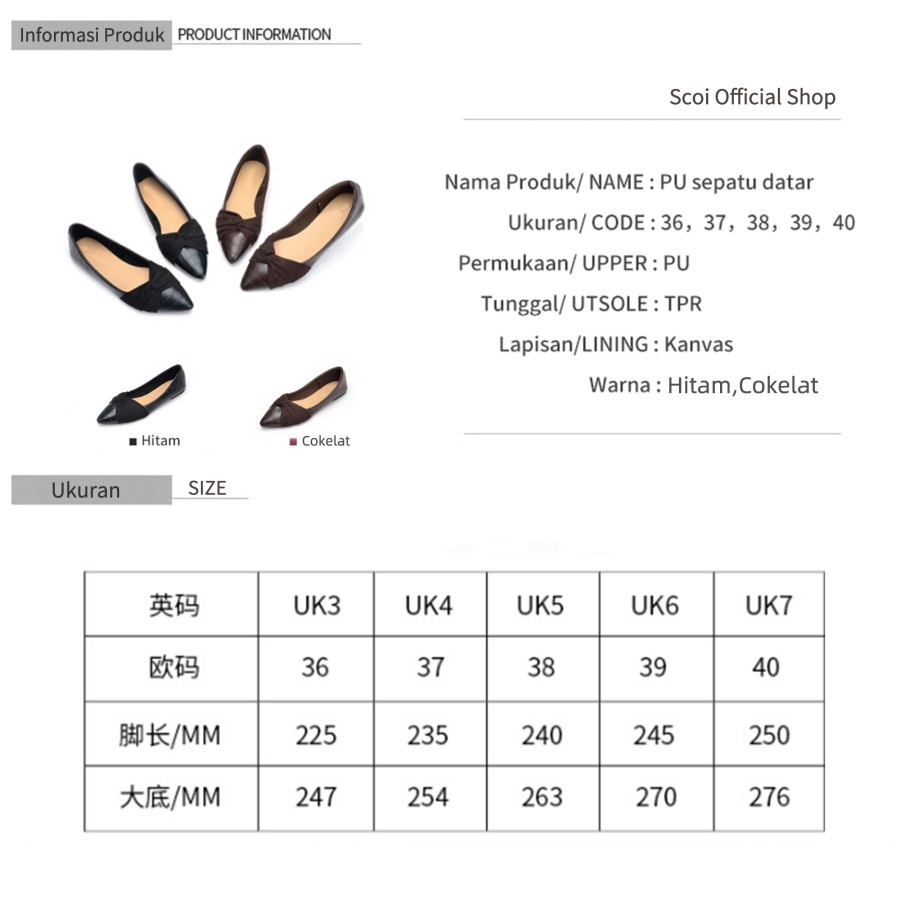 Sepatu Flat Wanita Yang Diimpor Dengan Ujung Runcing Busur Ballet Flat - Scoi Shoes