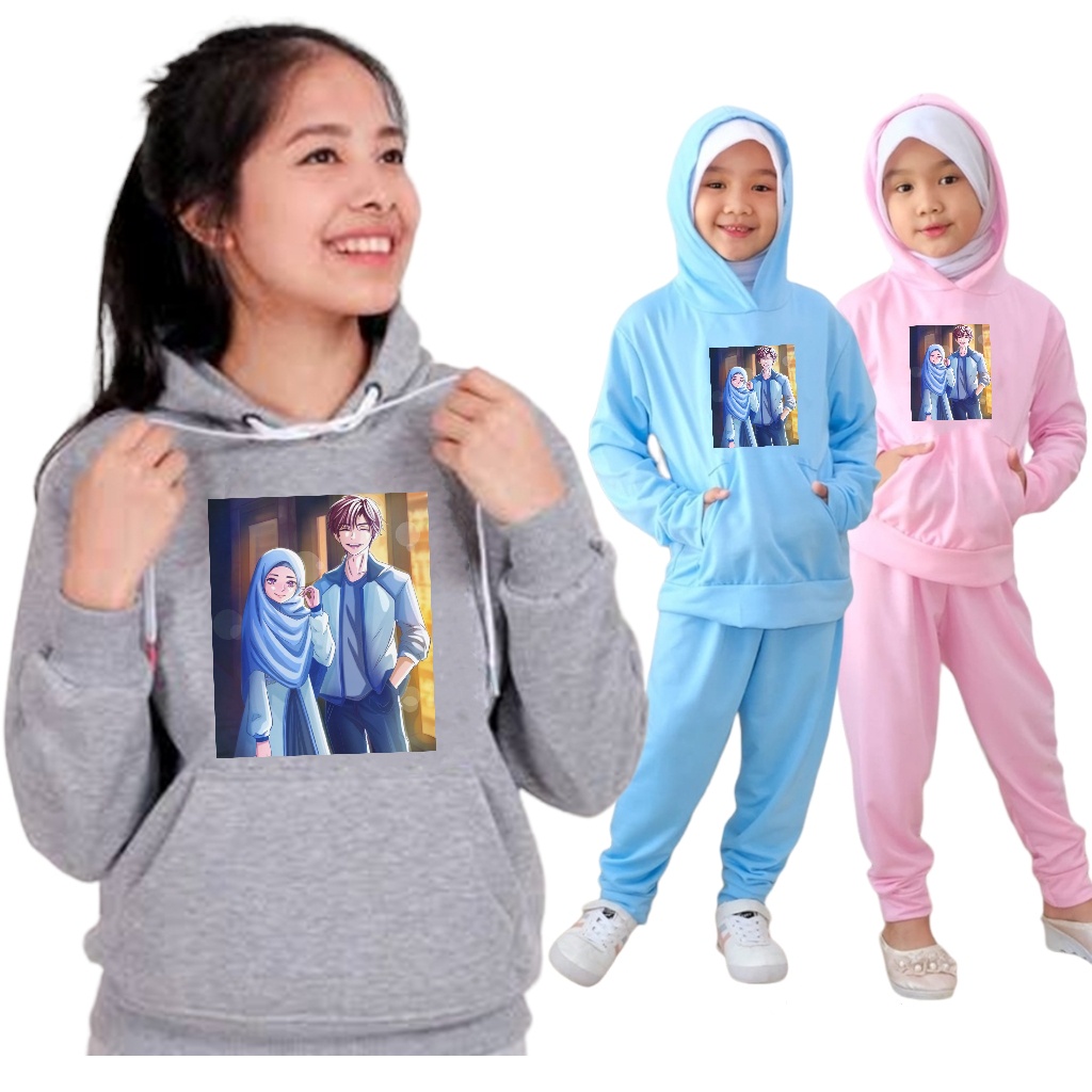 YVF - SWEATAER HOODIE SETELAN ANAK MOTIF HIJAB 04
