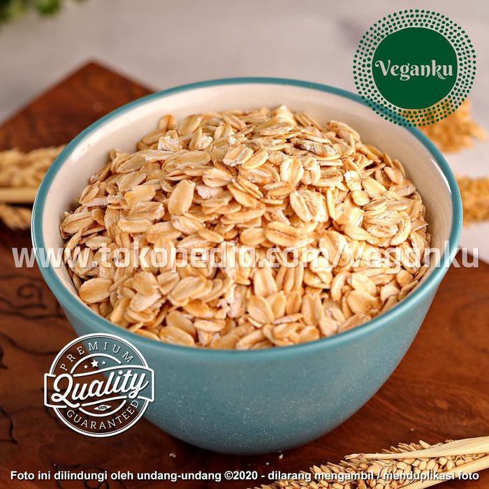 

Veganku - Premium OATMEAL 1kg Oat Giling Organik Rolled Oats Gandum