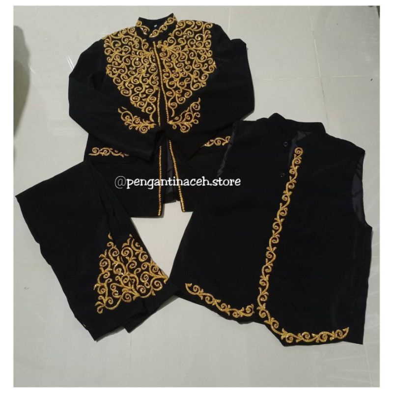 Satu Stel Beskap Pengantin Aceh Laki-Laki Full Payet/Pakaian Tradisional Aceh Laki-Laki/Pakaian Adat