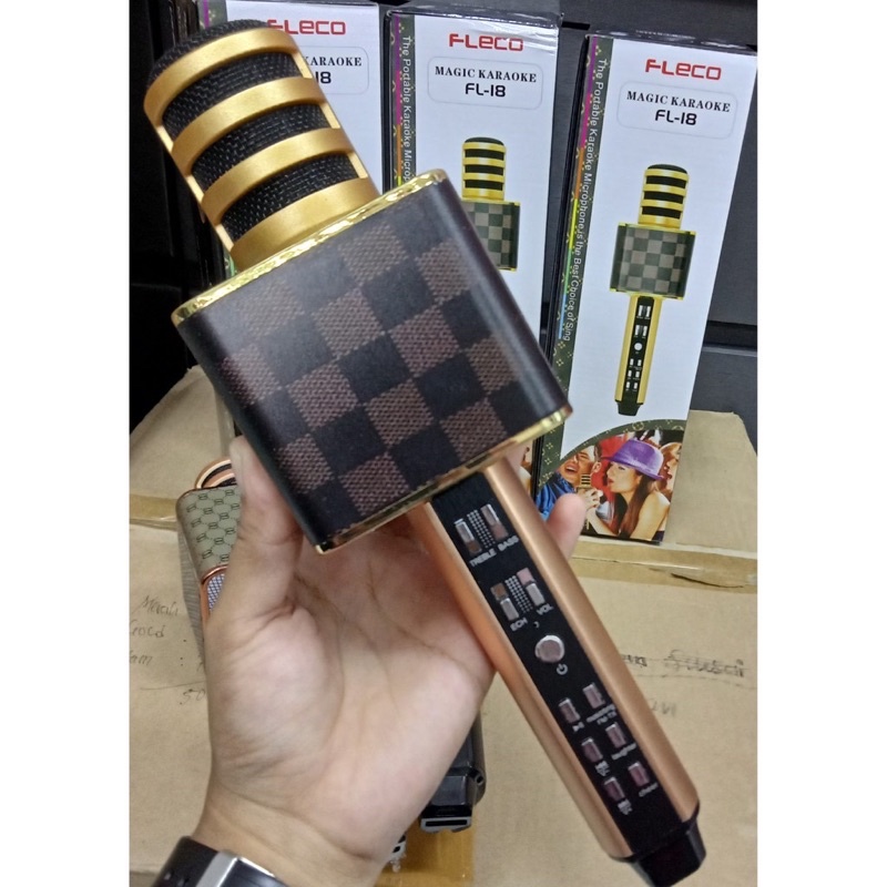 GROSIR MICROPHONE BLUETOOTH MUSIC KARAOKE FLECO SD-18 ADA SUARA TEPUK TANGAN NYA