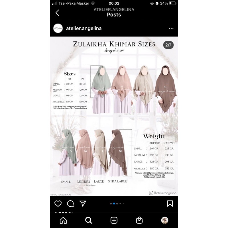 preloved ZULAIKHA KHIMAR ATELIER ANGELINA dusty pink blue black maroon burgundy cinderrose vanilla