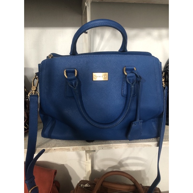 PL Tas Biru Kulit Brand Sisley