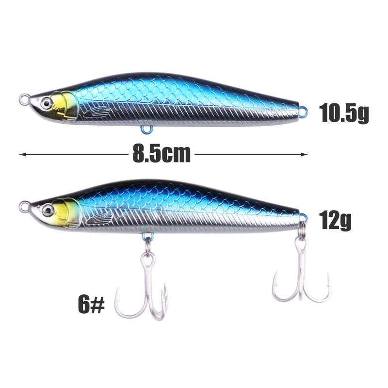 1Pc Umpan Pancing Minnow Pencil Hard Bait Bentuk Ikan Imitasi 8.5cm 12g Sharp Hook Fishing Lure