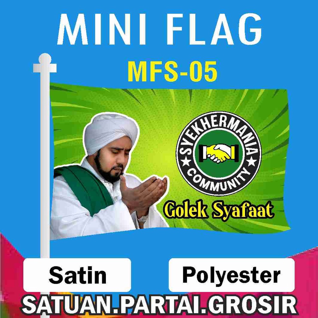 MINI FLAG SYEKHERMANIA / BENDERA SYEKHERMANIA / CETAK BENDERA CUSTOM FULL PRINTING SBY