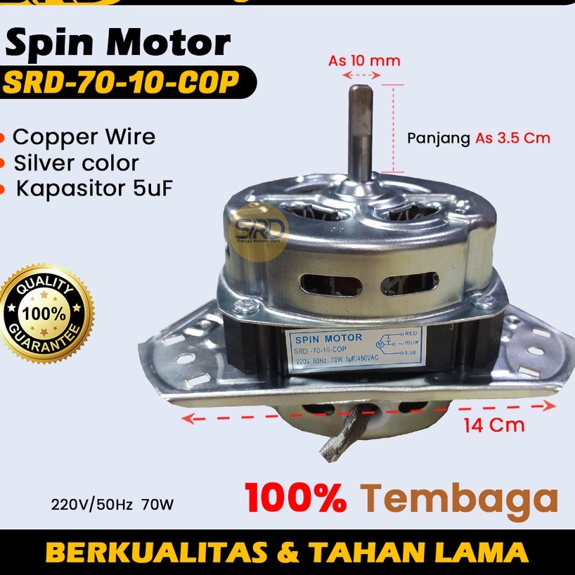 DINAMO SPIN TEMBAGA MESIN CUCI UMUM 10mm - SRD-70-10-COP