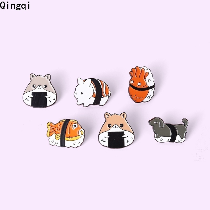 Bros Pin Enamel Desain Kartun Sushi Nasi Makanan Jepang Untuk Hadiah Teman