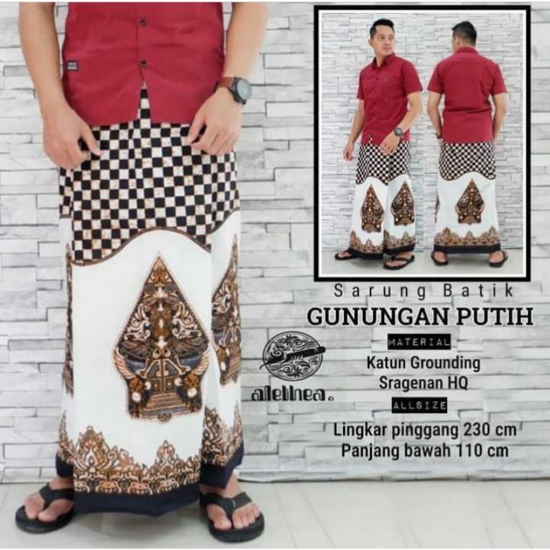 sarung batik wayang geber putih sragenan sudah di jahit rapi