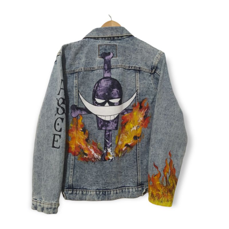 Jaket jeans denim levis lukis painting custom oversize onepiece