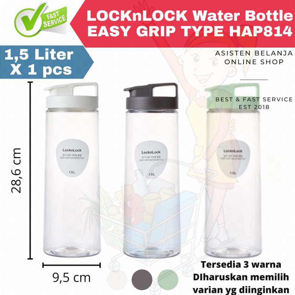 Botol Air Minum LOCKnLOCK Easy Grip Chess Water Bottle Fridge Jug Kulkas LockAndLock HAP813 &gt; 1200ml  1.2Liter 1.2L 1.2 L 1,2 Liter / HAP814 &gt; 1500ml  1.5Liter 1.5L 1.5 L 1,5 Liter