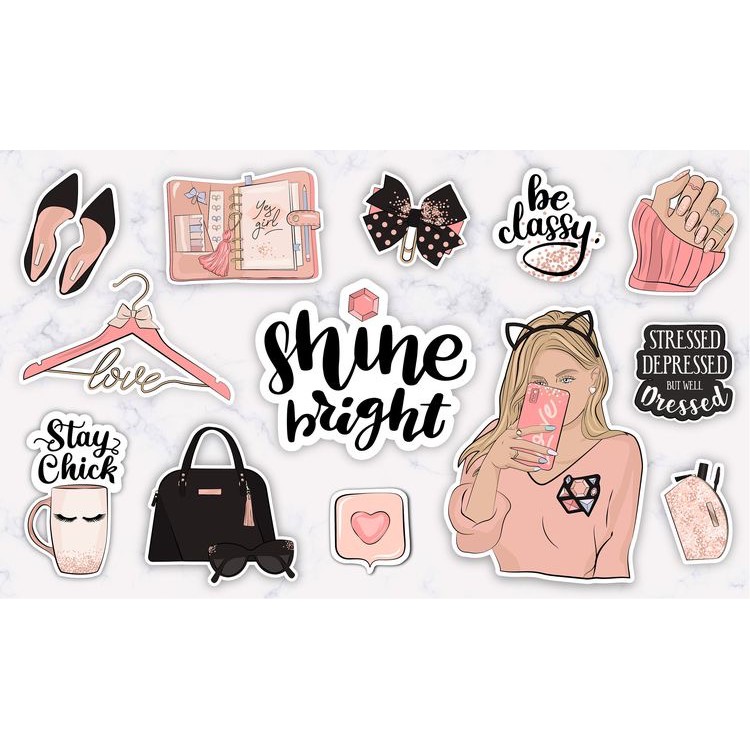STIKER TUMBLR AESTHETIC SET / Stiker Pack Aesthetic /Stiker Hp Laptop/ Sticker Tumblr-Shine Bright