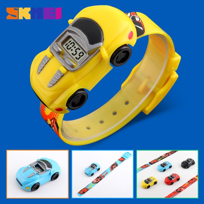 Jam Tangan LED Anak - Anak Bentuk Mobil - DG1241 - Yellow - EMWS7YYL SKMEI