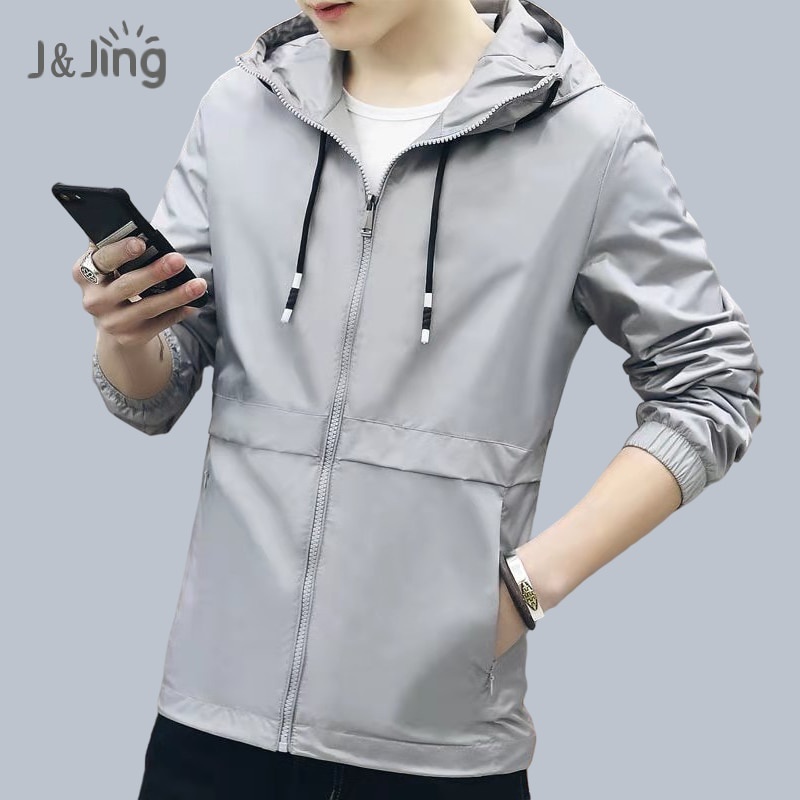 Jaket pria Hoodie Polyester Taslan Jasper terbaru 2022