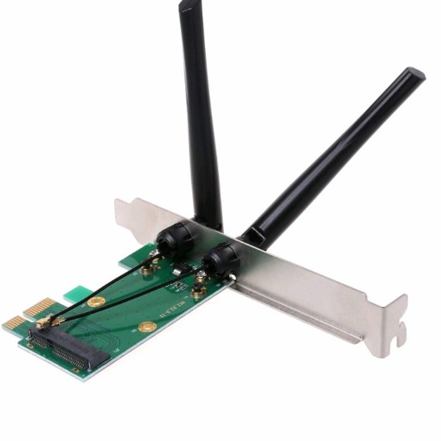 Wifi adapter card pcie x1 to mini pcie with antenna wireless network