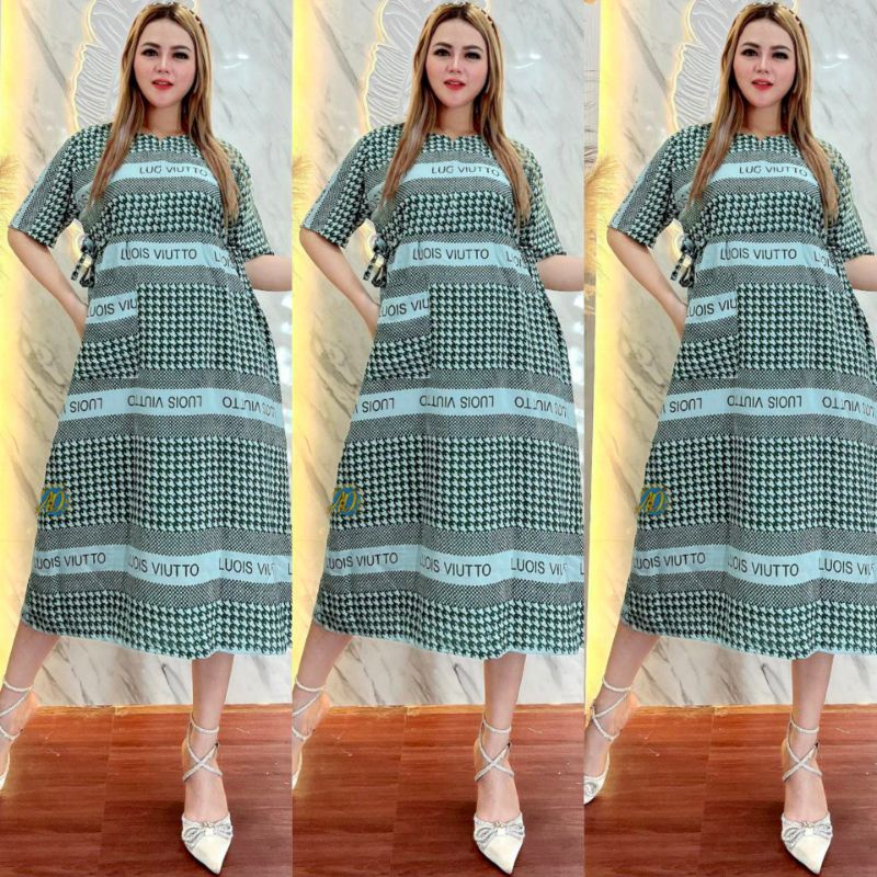 TERMURAH LOUIS MIDI DRESS DASTER CHIBI VIRAL BRANDED  LONG TUNIK KEKINIAN OOTD VIRAL FASHION DAILY