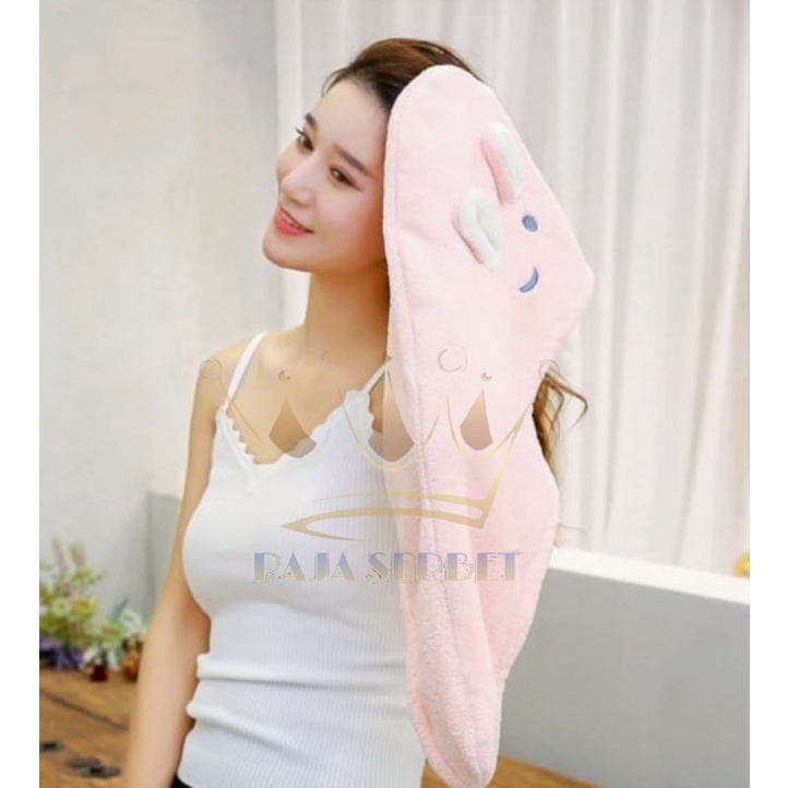 HANDUK KERAMAS/HAIR TOWEL SHOWER CAP/HANDUK KEPALA PREMIUM QUALITY/DRY HAIRCAP MOTIF KELINCI