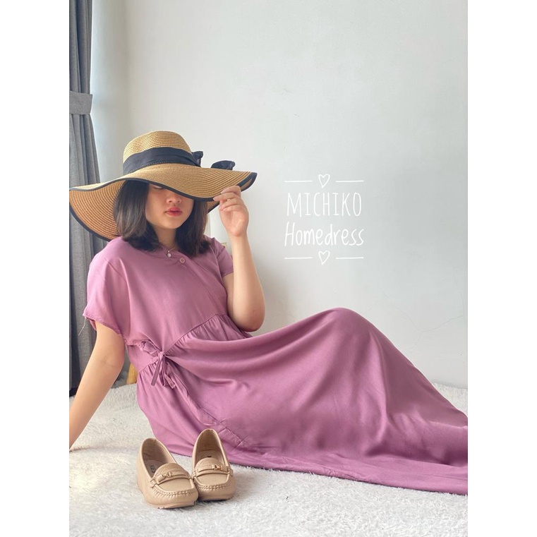 daster kimono rayon premium busui / michiko daster / homeydress / daster jumbo / dress wanita cantik-Lavender