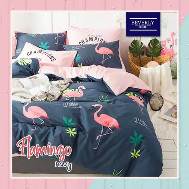 Sprei SiNyaman - Sprei Motif Flamingo Beverly Bahan Katun Super